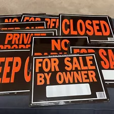 Huge Lot Of 10x14” Hy-Ko Metal Signs - No Parking Trespassing For Sale And More