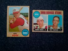 1968 Topps #230 247 Johnny Bench Pete Rose HOF Rookie Baseball Card Lot 2 Nice