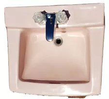 Vintage American Standard Pink Bathroom Sink 1960s w/faucet fixtures