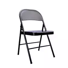 Folding Steel Chair for Indoor Use, Adult & Teen Sized, Black Finish