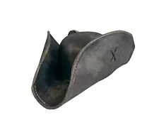 BLACK COPPER PIRATE TRICORNE TRI-CORNER TRICORN COSTUME HAT LEATHER LIKE