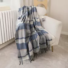 Woolly Throw Pure Wool Blanket - Large 55x83 inches, 1.5 lbs,Wool Fringed Knee