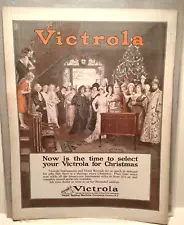 1920’s Victor Victrola Console Machine in Christmas setting – Original SALE