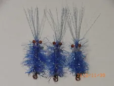 U/V SHRIMP/PRAWN FLIES FOR BASS,SEA TROUT,SALMON,POLLOCK,TROUT,MACKEREL(SIZE 6)