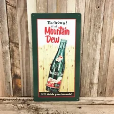 Mountain Dew Tickle Ya-Hoo Pop Soda 16" Metal Tin Sign Vintage Bar Man Cave New