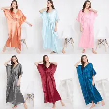 Women Plus Size Kaftan Satin Caftan Long Maxi Dress Kimono Sleeve Evening Gown