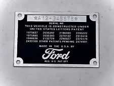 Stamped Ford Car or Pickup Truck DATA PLATE 1932 1933 1934 1935 1936