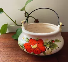 Vintage Floral Hanging Flower Pot Bean Pot Japan Kettle Planter Gift Spring