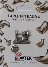 SEWING MACHINE Pin, English Pewter Lapel Pin Badge, Coat-Hat Badge LP 1606