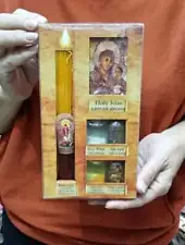 Blessed Beeswax Candle, Holy Water,Jerusalem Soil,resin FrankIncense Jerusalem