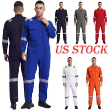 US Men's Lightweight Work Coveralls One Piece Cotton Safety Jumpsuits Workwear