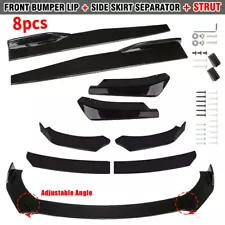 8PCS Glossy Black Front Bumper Spoiler Body Kit / Side Skirt /Rear Lip Universal (For: More than one vehicle)