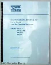 Sachs Moped Engine 505-1 A,B & C Parts Book 1977