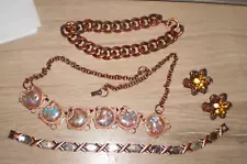 4 Vintage copper items lot bracelets earrings necklace