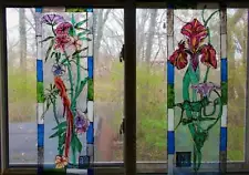 Foyer LIQUID Stained Glass Plexiglass Windows Pair Or Separately Painted Leading