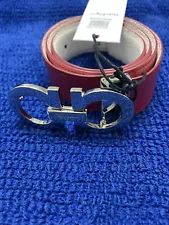 Salvatore Ferragamo Men Buckle Reversible Leather Belt In Red/White Size 36/90