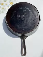 Sidney Hollow Ware Co Cast Iron Skillet #8 Block Logo Circa 1888-1897 Heat Ring