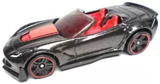 2017 HOT WHEELS CHEVY CORVETTE C7 Z06 CONVERTIBLE BLACK 2 7/8" CAR WITH RED