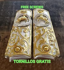 Caballitos horses Mexican Custom Cachas Gun grips 1911 full size 24k gold plated