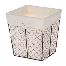 Square Brown Chicken Wire Basket with Removable Liner