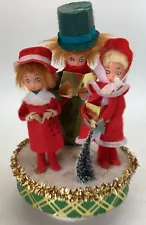 Sankyo Christmas Music Box Plays *Silent Night* Caroler's Wind up Turns Rotates