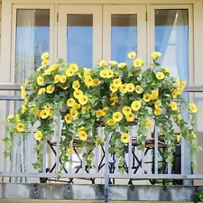 Artificial Hanging Basket Silk Morning Glory Flower Vine for Home Wedding Decor