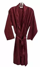 Men's J.T. Beckett Bathrobe Dressing Gown Lounge Burgundy Satin Size S/M Vintage