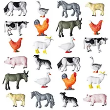 24 Pieces Mini Farm Animal Figurines Plastic Farm Barn Animal Miniature Reali...