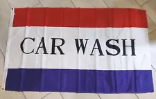 Car Wash Flag Banner Sign Red White Blue 35x58" Pre-owned