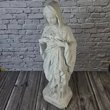 Lg Antique Vtg Virgin Mary Statue Sacred Heart Religious Statue 21.5"