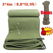 9.8' x 13.1' Multi Purpose Canvas 19.4Oz Tarp Cover Tent Shelter RV Camping Tarp