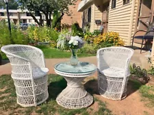 Antique Rattan White Wicker Furniture set - Circa 1920s Hand Made - 7 pieces