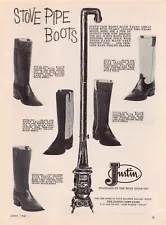 Stove Pipe Boots The Justin Company Fort Worth Texas Vintage Magazine Ad