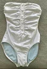 NWT Women's Vintage Pierre Cardin Swimsuit White with Buttons Sewn On Size 11/12