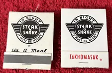 Lot of 2 Vintage Steak N Shake Matchbook Matches Takhomasak It's a Meal