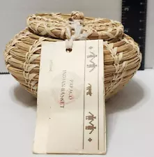 Small Native American Papago-Tohono O'odham Hand Woven Basket with Lid