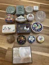 Lot of 16 Vintage Small Trinket Box Ceramic, Flowers, Lenox, Crystal, Porcelain