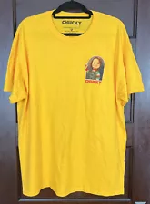 Spencers Chucky Doll T-Shirt XL Yellow Child's Play Movie Good Guys Shirt