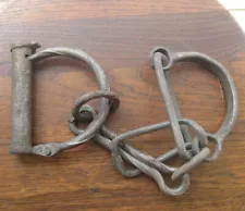 Antique Leg Shackles Irons Cuffs Prison Jail Horse Hobbles Hand Forged No Key