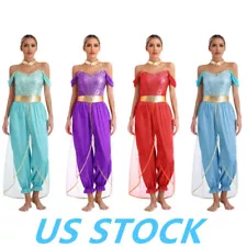 US Womens Arabian Princess Outfit Halloween Bollywood India Princess Costume