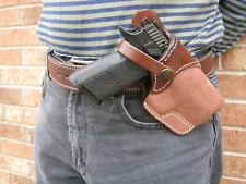 USA Leather Lined Cross Draw Carry Safety Strap Holster CCW For: Choose Gun - 3