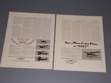 3 1930- 1935 WACO BIPLANE AIRCRAFT ADS OPEN AND CABIN MODELS