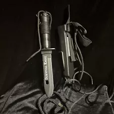 Survival Kit Camping Knife with Sheath, Compass, Stand, Stone, Etc.