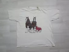 Vintage Budweiser T Shirt (L) Beer Promo Clydesdales Horses Hitch Team Wagon 80s