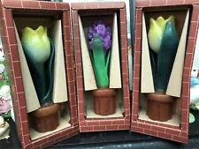 Lot Of 3 CANDLE Flower Pot Blooming Spring Bulbs