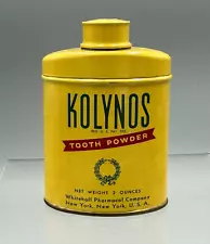 1940s Full KOLYNOS Toothpaste TOOTH POWDER TIN Vintage Advertising Dental Drug