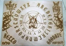 Wooden Ouija Board & Planchette With Baphomet & Pentagram Engraved on Wood