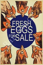 Vintage Metal Tin Signs Fresh Eggs for Sale Retro Farm Poster Art Wall Decor