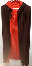 New Listingmen women LINED BLACK CAPE HOODED HALLOWEEN RED LINING one size fits most