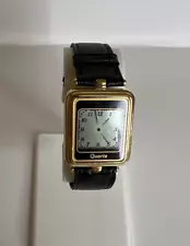 Vintage Inox Digital "Analog" Display Retro Watch Gold Black Leather